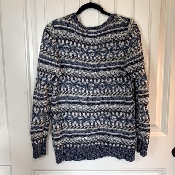 VTG L.L. Bean Cotton Blue Argyle Knit Fisherman Pullover Sweater Womens Medium - Picture 11 of 14